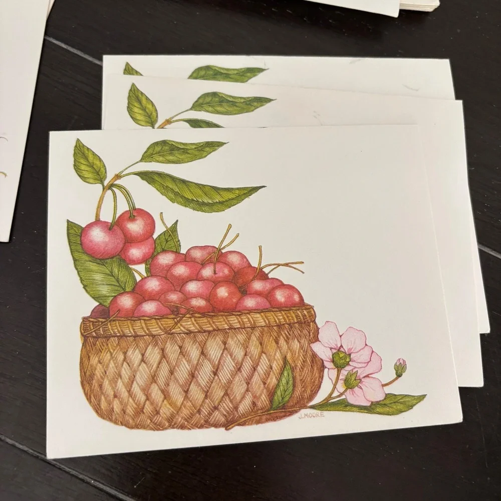 Vintage 1980 Current Inc Fresh Fruit Baskets Note Cards | 8 Count | J Moore Art